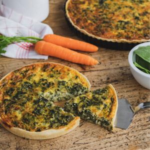 Quiche d'espinacs i pastanaga sense gluten