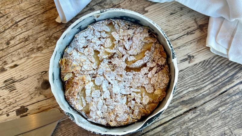 Tarta de nectarinas y melocotones asados