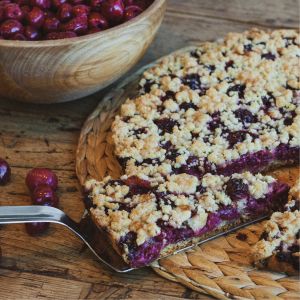 Crumble de cereza sin gluten